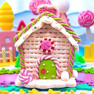 Gingerbread House Ornament Pink White Peppermint Candy Fake Bake Christmas Faux